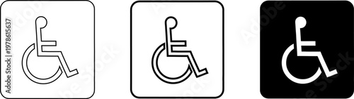 Wheelchair handicap accessible disabled sign mobility icon set