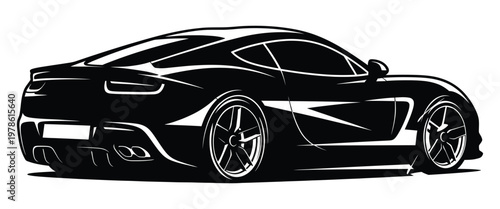 Modern black sports car silhouette with sleek futuristic design