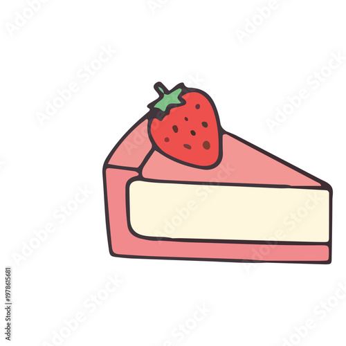 Hand Drawn Strawberry Cheesecake Slice