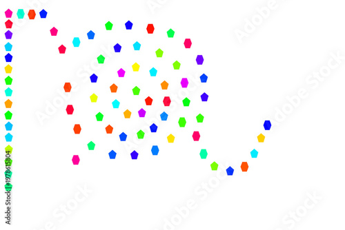 A random shaped colorful design with polygon shapes.