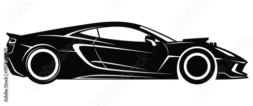 Modern black sports car silhouette with sleek futuristic design