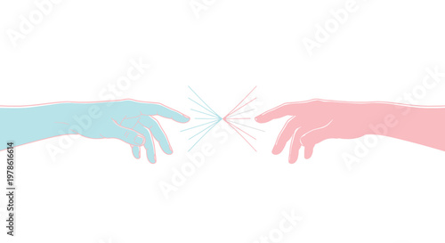 Two hands reaching for each other.
