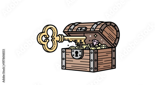 Treasure chest filled with gold coins.