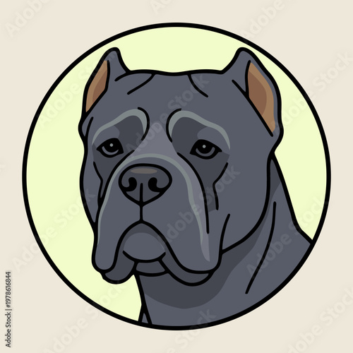 Blue Cane Corso Italian Mastiff Flat Style Circle vector illustration