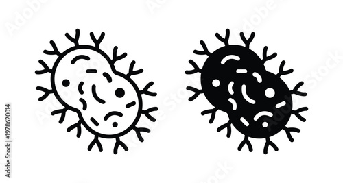 Bacteria or microbes icon set. Set of black germ or microbial icons.. Good for educational or medical purpose Vector illustration.