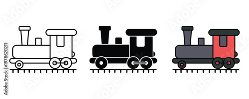 steam locomotive icon of a flat and outline style vector. for nostalgic and retro designs on a white background.