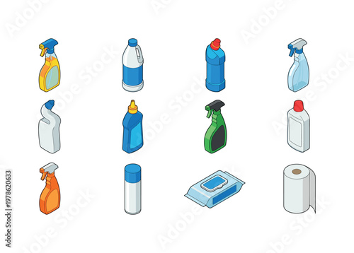 Cleaning spray bottle, bleach bottle, disinfectant bottle, glass cleaner, toilet cleaner, grout cleaner, mold remover spray,