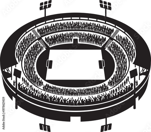 Vibrant sports arena filled with a cheering crowd under bright stadium lights showcasing a large rectangular field representing excitement and competition perfect for event