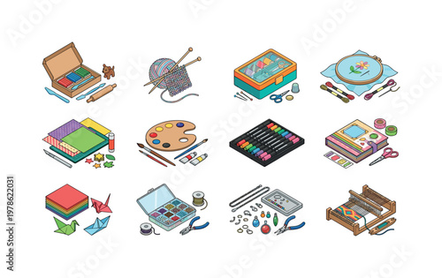 Clay modeling kit, knitting starter kit, sewing kit box, embroidery kit set, paper craft kit, painting starter kit, marker art kit