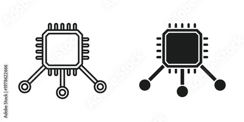 Comparison of a standard processor chip and a modern processor chip with filled core