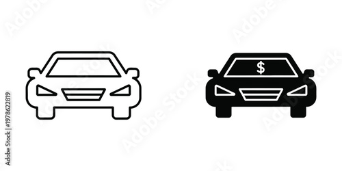 Affordable car versus expensive luxury vehicle illustration comparison