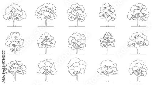 Collection of various trees for architectural visualization and landscaping projects