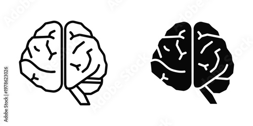 Contrasting brain illustrations showing different visual styles of hemispheres