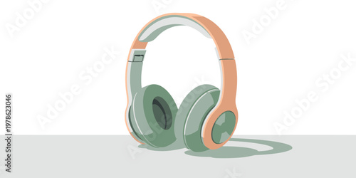 Stylish modern headphones on a light gray surface with a shadow, showcasing a contemporary audio accessory