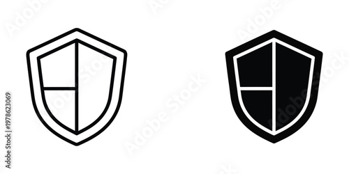 Contrasting designs of a classic heraldic shield and a modernized black variant