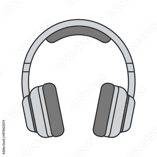 Iconic illustration of a pair of over-ear headphones, symbolizing music, audio, and sound