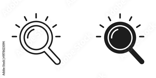 Illustration of magnifying glasses with and without a light bulb effect