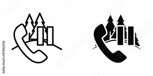 Evolution of a telephone icon from simple to modern signal strength indicators