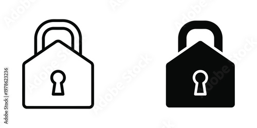 Comparison of open and closed padlock icons in contrasting styles