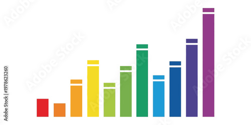 Colorful bar chart representing upward financial growth and positive economic trends over time