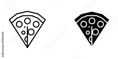 Contrast between classic and black-themed pizza slice illustrations with toppings