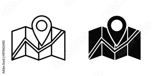 Contrasting map icons with location pins in different color schemes