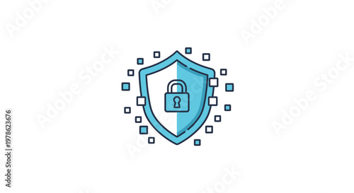 Digital Security Shield with Lock.