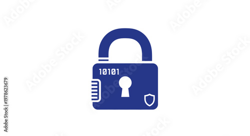 Digital security padlock icon with keyhole.