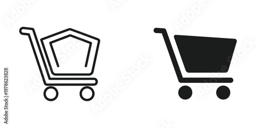 Comparison of empty and filled shopping cart icons in minimalist style