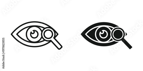 Comparison of a light and dark eye with magnifying glass illustrations