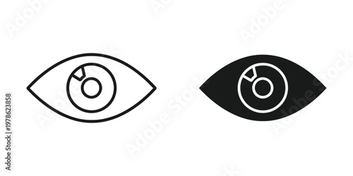 Eyes with stylized pupil and iris resembling a cassette tape symbol