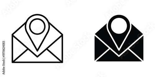Combined envelope and location pin icons in contrasting styles