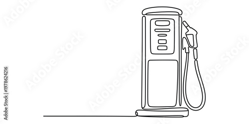 Continuous One Line Drawing of a Gas Station Pump