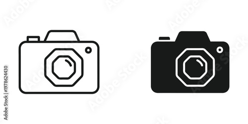 Contrast between classic and modern camera icons in monochromatic design