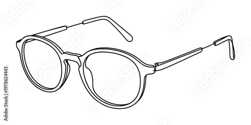 Minimalist Line Art Round Eyeglasses Vector