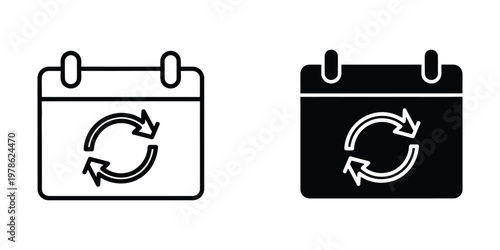 Contrasting calendar icons with circular arrows indicating different states of activity or availability