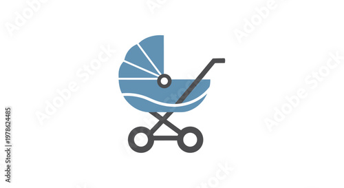 Baby Stroller Blue Colorful Wheels.