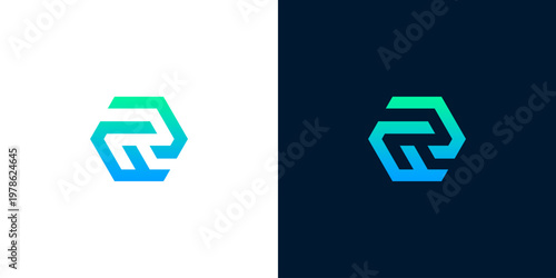 Modern abstract geometric logo design with gradient colors representing technology and innovation