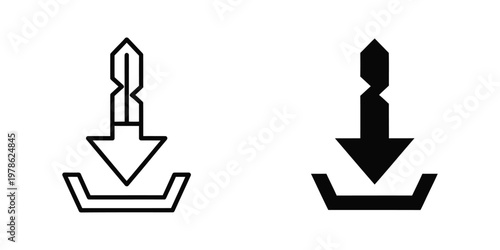 Comparison of download icons in outline and solid fill styles