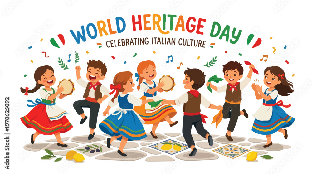Fototapeta premium vector of a group of people from a country dancing traditional dances to celebrate 