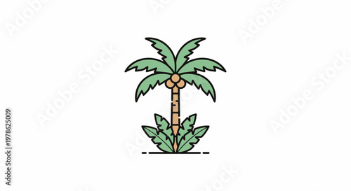 Colorful illustration of a palm tree.