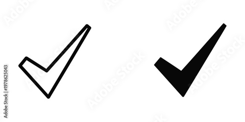Comparison of thin and thick checkmark symbols in black and white.