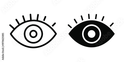 Contrasting illustration of eyes with different fill styles and laser pointer effects