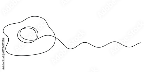 Minimalist Single Line Drawing of a Fried Egg