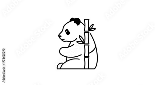 Cute Panda Sitting on Ground.