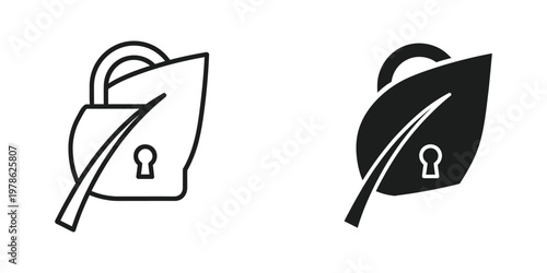 Contrasting depictions of a leaf with a keyhole and a lock symbol