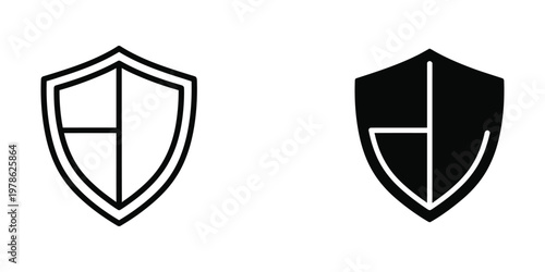 Contrast of a classic and modern shield design featuring a central cross symbol