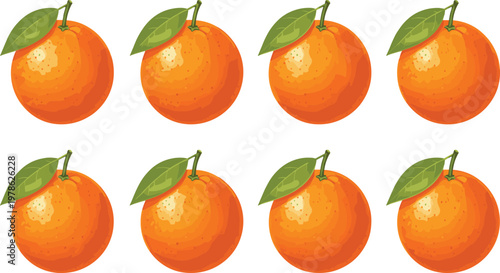 Orange Fruit Vector Pattern with Fresh Citrus Oranges and Green Leaves in Seamless Repeating Design for Food Packaging Textile and Background Use