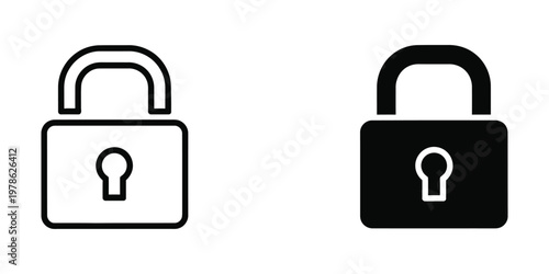 Comparison of an open and a closed padlock symbol illustration
