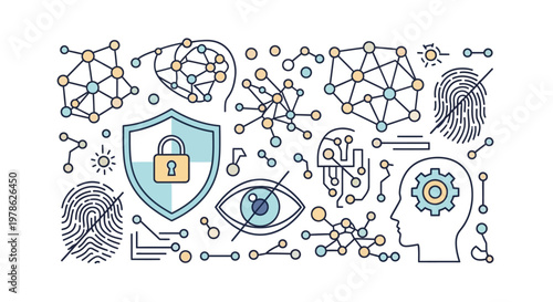 Digital security and data protection icons.